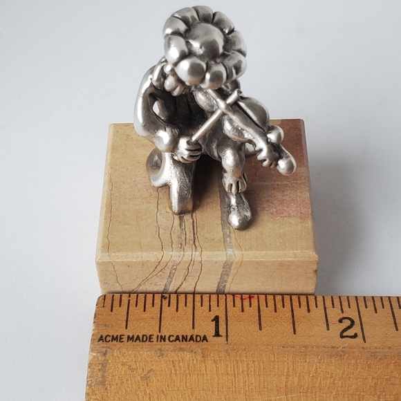 Vintage Sterling Silver Ben Zion Fiddler Sculpture on Marble Base Israel 1960s - Picture 10 of 10